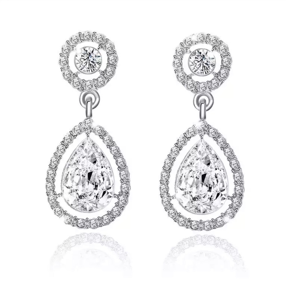 Bridal crystal drop dangle earrings